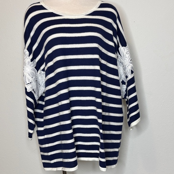 Lane Bryant size 22/24 Striped Sweater with Lace Accents - Picture 1 of 10